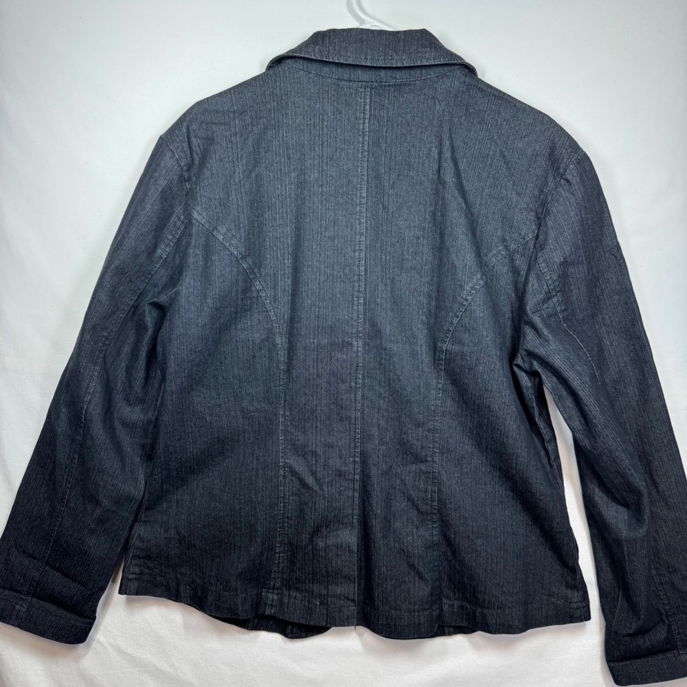 Destiny Platinum Denim‎ Blazer Jacket Dark Wash Fitted Career Women's Sz XL - Picture 8 of 9